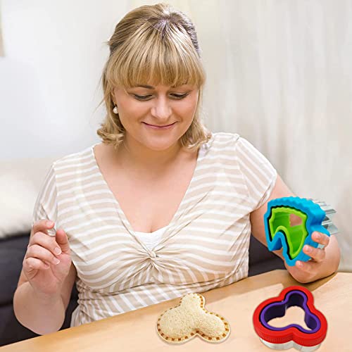 21Pcs Sandwich Cutter And Sealer For Kids,Decruster Uncrustables Sandwich Maker,Cookie Cutters Vegetable Fruit Cutter Shapes Set For Kids Lunch Bento Box With Heart,Star,Dinosaur,Unicorn,Etc (Red2) #TOP4