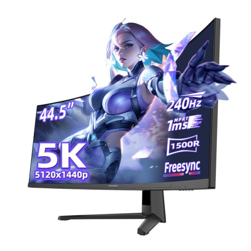 Image of Viewedge 44.5 inch Curved Gaming Monitor DQHD 240Hz 1ms Computer Monitor | 5120x1440p HDR 10, 100% sRGB, Bluelight Filter, 2 HDMI & 2 DP Port, Support Crosshair Adaptive Sync and Wall Mounted