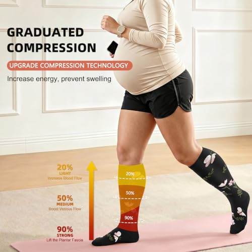 Image of Diu Life 3 Pairs Plus Size Compression Socks for Women and Men Wide Calf Extra Knee High Support for Circulation