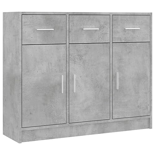 vidaXL Armoire de Salle de Bain, Meuble de Rangement avec Portes, Organisateur de Toilette Intérieur, Moderne, Gris Béton Bois d'Ingénierie