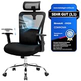 GTPLAYER Bürostuhl Ergonomisch [TESTSIEGER] Schreibtischstuhl, Drehstuhl hat Verstellbarer Lordosenstütze, Kopfstütze und Armlehne, Büro Stuhl & Gaming Stuhl mit separatem Lendenkissen, 150 kg