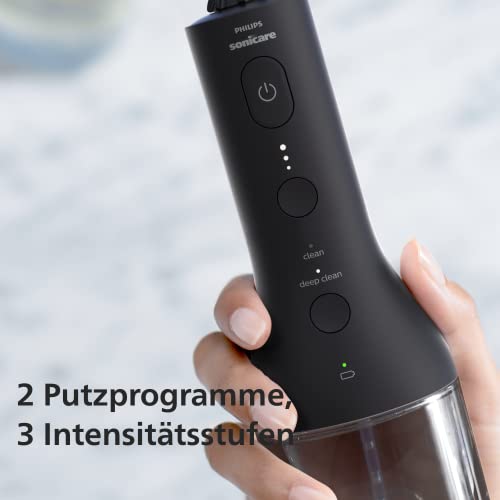 Philips Sonicare kabellose Power Flosser Munddusche und DiamondClean 9000 elektrische Zahnbürste – Saubere Zähne, sauberes Zahnfleisch und Plaque-Entfernung, schwarz (Modell HX3866/43) – Bild 7