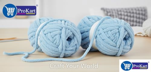 Image of ProKart Premium Blankie Wool, Plush & Cuddly, Chenille Yarn Supersoft Hand Knitting Wool Ball | Blanket Thick /Mottu Yarn Ball Suitable for Hand Knitting and Crocheting (Sky Blue, 100gms x 4 Pack)