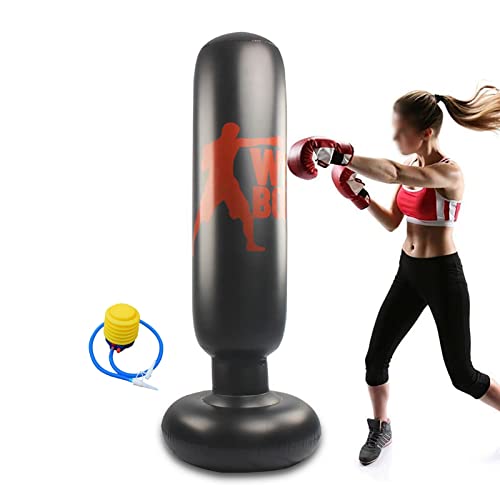 SXYAO Fitness Standing Kids 63 Inches Inflatable Punching Bag Boxing Column, Adults Boxing Bag Tumbler Vent Relieve Stress Quick Rebound