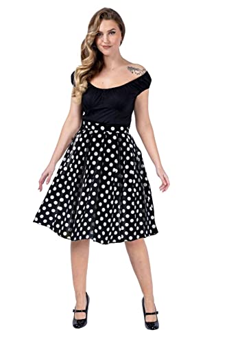 Ro Rox Swing Falda Vintage 1950’s Meredith Plisado Retro Midi Pin-up Lindo, Negro & Blanco, L