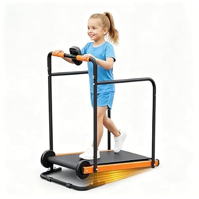 FUNRAY Kids Walking Pad - Treadmill with Incline for Home, Manual Non-Motorized Indoor Exercise Gear for Boys and Girls, Toddler Treadmill Equipped with Soft Front Padded Hand Rails
