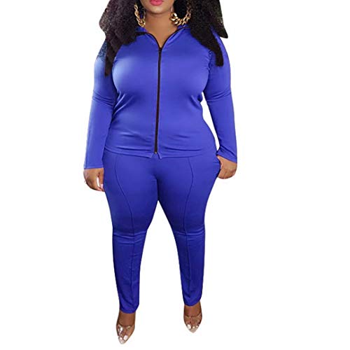 Women's Plus Size Jogging Suits Tracksuits Two Piece Long Sleeve Sweatshirt & Long Pants Sweat Suits Sets Color Blue 5X
