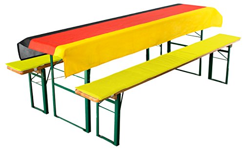Brandsseller Auflagenset für Bierzeltgarnituren 3-teilig 2 Bankauflagen gepolstert 220x25 cm und 1 Tischdecke 240x90 cm für alle gängigen Festzeltgarnituren Bierbankauflagen Outdoor - WM Gelb