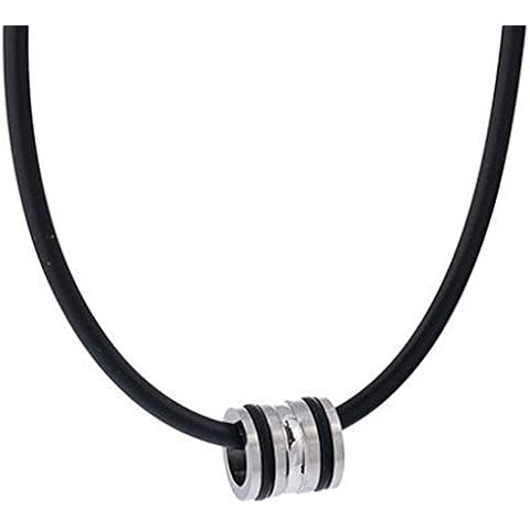 Rubber Necklace with Stainless Steel Pendant Cover