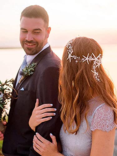 Unicra Starfish Bride Wedding Hair Vine Pearl Bridal Headband Mermaid Headpiece Beach Wedding Hair Accessories For Women And Girls (A Silver) #TOP7
