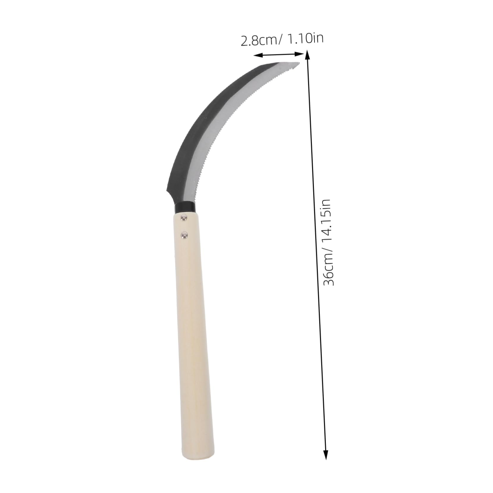 BESPORTBLE Serrated Handheld Weeding And Harvesting Tool With Weather Resistant Wooden Handle Crescent Shaped Blade For Precise Garden And Farm Cultivating