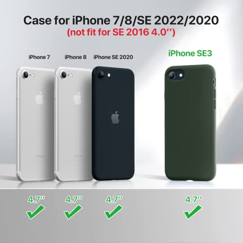 Image of Miracase Ultra Slim Designed for iPhone SE Case 2022(3rd Gen) /iPhone SE 2020 Case(2nd Gen) /iPhone 7 Case /iPhone 8 Case with Screen Protector, Multi-Color Silicone Shockproof Phone Case(Dark Green)