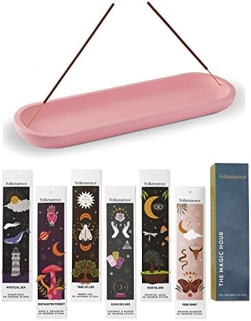 Folkulture Incense Sticks – Set of 6 Insenses (120 Sticks) for A Positive Vibe with Incense Holder or Incense Burner Holder, Modern Insence Ash Catcher or Insense Stick Holder for Home Décor