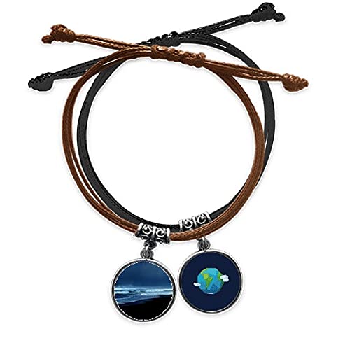 Pulsera de playa Ocean Sky en cuero trenzado a mano para amantes de la naturaleza
