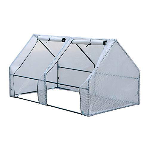 Preisvergleich Produktbild Gewächshaus Pflanzenhaus, Foliengewächshaus Tomatenhaus Garten Treibhaus mit 4 Fenster / Folientunnel Folienhaus Folienzelt vor Kälte, Regen, Hagel, Wind und Frost