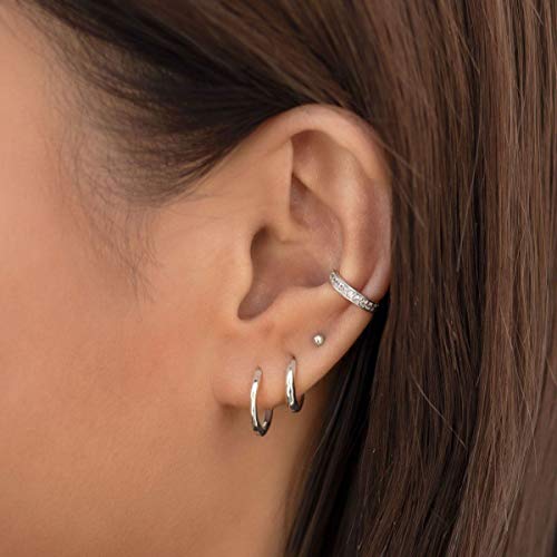 Small Silver Hoop Earrings 925 Sterling Silver Hypoallergenic Hoop Earrings 2 Pairs Huggie Earrings for Women Men 13mm 15mm2