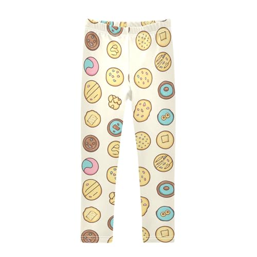 Colorful Cartoon Cookies Girls Casual Leggings for Kids Printed Long Pant Bottoms Stretch and Soft