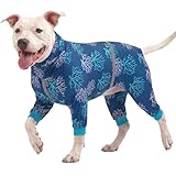 LovinPet Boxer Dogs Onesie Pajamas - UV Protection&Wound Care, Anxiety Relief, Lightweight Stretchy Fabric, Reflective Stripe, Coral Tree Print, Post Surgery Clothes, Pet PJ's/Large