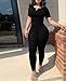 Nimsruc Two Piece Outfits For Women Summer Casual Short Sleeve Jogging Suits Bodycon Tracksuit Comfy Sweatsuits Pants Sets Matching Clothing Black S