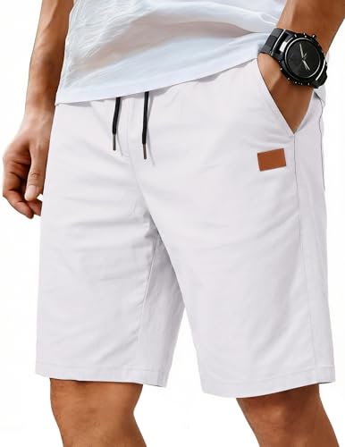 Image of COOFANDY Mens Casual Shorts Cotton Elastic Waist Drawstring Shorts Lightweight Summer Beach Shorts