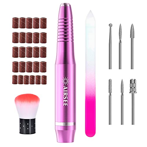 AIRSEE USB Portable Electric Nail Drill Professional Efile Kit for Acrylic, Gel Nail Art Manicure and Pedicure