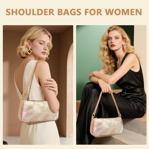 Image of PALAY Shoulder Bag for Woman Beaded Floral Square Sequin Bag Top Handle Underarm Shoulder Handbags