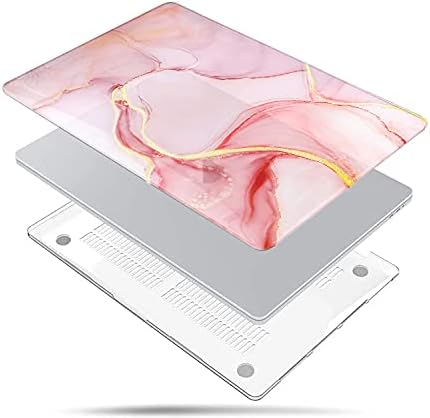 B BELK Compatible with MacBook Air 13 inch Case 2022 2021 2020 2019 2018 Release, MacBook Air Case 2020 with Touch ID (A2337 M1 A2179 A1932), Laptop Plastic Hard Shell Case, Pink Gold Marble