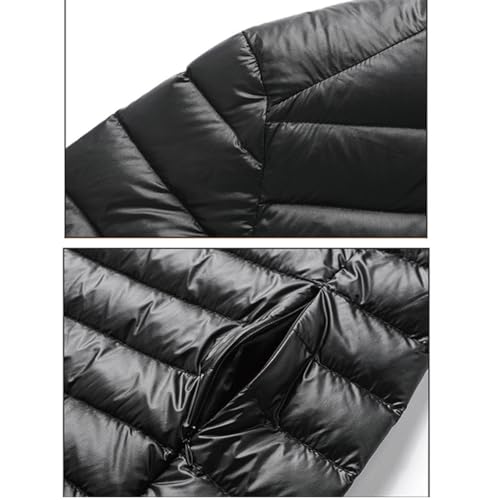 MJYDKBZ Mens Quilted Jacket Stand Collar,Mens Transitional Padded Down Jacket Insulated Lightweight Jacket Transforms into Travel Pillow M-Navy blue - Image 5