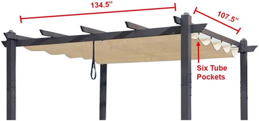 Garden Winds Reinforced Replacement Canopy Top Cover Compatible with ZYMPG1013 Purple Leaf, DOMI, Kozyard 10x13 Pergola, Universal to Most 10x13 Retractable Pergolas - Classic Sand, Riplock 350
