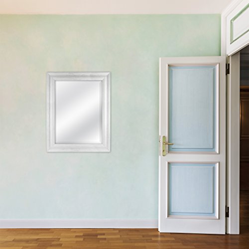 Image of MCS 18 by 24 inch Scoop Mirror, 23.5 by 29.5 inch Outside Dimension, White Wash Finish 20547