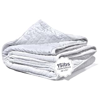 Gravity Adult Heavyweight Blankets, 15 Pound, White (48" x 72", Twin/Twin) - Heavy Cotton Comfortable Glass Beads Blanket - Breathable Microfiber Duvet Cover