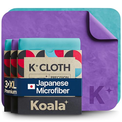 Image of Koala Lens Cleaning Cloth | Japanese Microfiber | Glasses Cleaning Cloths | Eyeglass Lens Cleaner | Eyeglasses, Camera Lens, VR /AR Headset, and Screen Cleaning | Blue & Purple (Pack of 3)