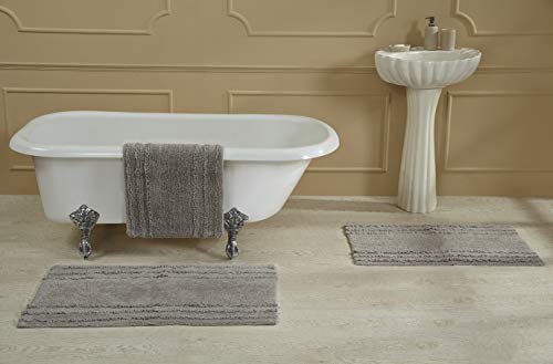 Better Trends Ruffle Border Collection Is Ultra Soft, Plush And Absorbent Tufted Bath Mat Rug 100% Cotton In Vibrant Colors, 24" X 40" Rectangle, Light Grey #TOP26