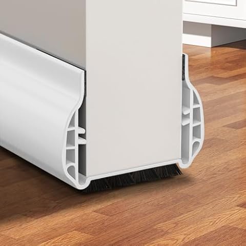 PRATIQUE Door Draft Stopper for Bottom of Door,36" LSelf Adhesive Under Door Draft Stopper for Bottom of Door, Door Seal Dust/Noise/Sweep/Hot or Cold Air Insulation (White, 36inches) Cover