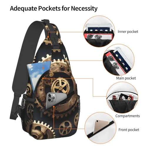 Bolso bandolera Steampunk con engranajes, para viajes y senderismo miniatura 4