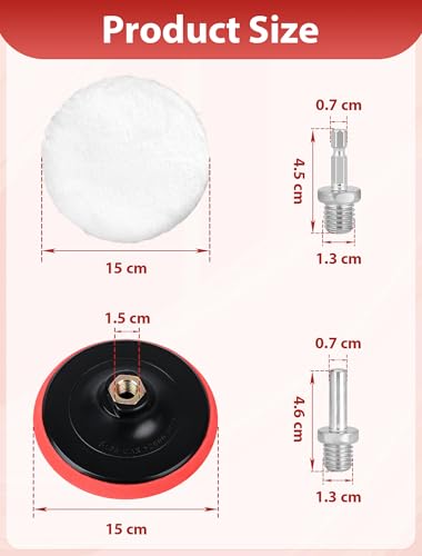 Polier Set 150mm Polierscheiben für Akkuschrauber & Winkelschleifer Inkl 4 Stück 150mm Wolle Polieraufsatz für Auto Politur & Oberflächenveredelung