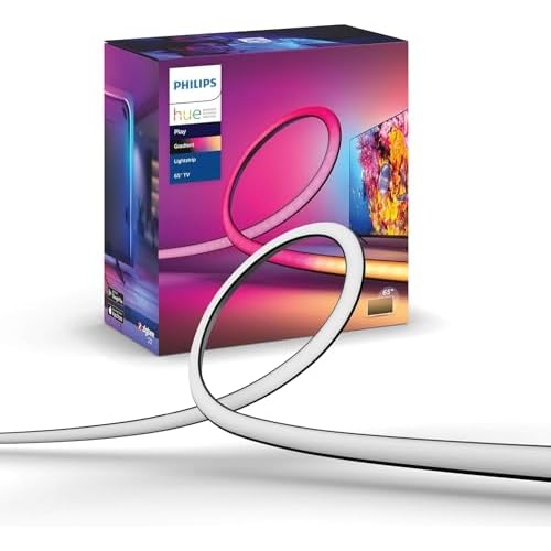 Philips Hue White & Color Ambiance Gradient Lightstrip (65 Zoll), dimmbarer LED Streifen für den Fernseher mit 16 Mio. Farben und Farbverläufen, smarte Heimkino TV Hintergrundbeleuchtung, schwarz