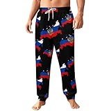Russian Eagle Map of Russia Men's Sweatpants Athletic Lounge Pants with Pockets Bottom Multicolor