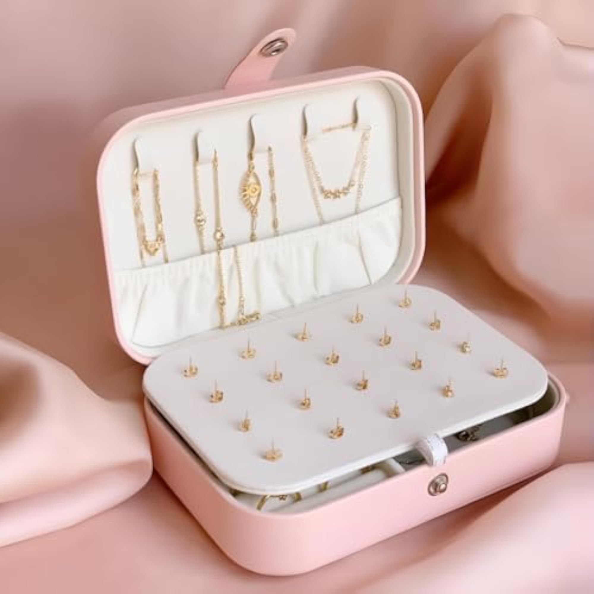 PU Leather Travel Jewelry Organizer Box, Multi-Layer Storage