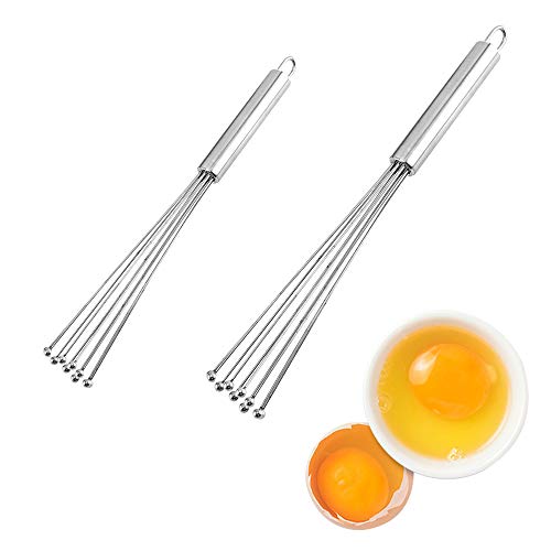 2 piezas de acero inoxidable batidor de bolas (25,4 cm y 30,4 cm) batidor de huevos de cocina accesorios de cocina mezclador de huevos de mano cocina batidora