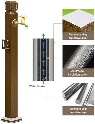Freestanding Aluminum Water Column Tap - Stylish Garden Fountain for Backyard, Farm & Pasture Irrigation & Washing - Durable 60x14.5x14.5cm (23x5x5in)