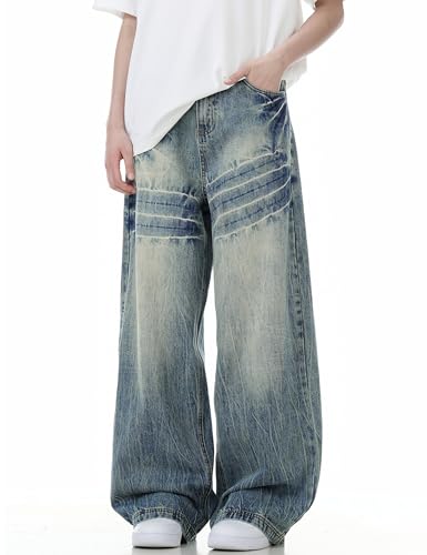 Men Baggy Jeans Y2k Blue Oversized Skater Jeans Hip Hop Pants Gothic Demin Joggers Streetwear Grunge Clothes4