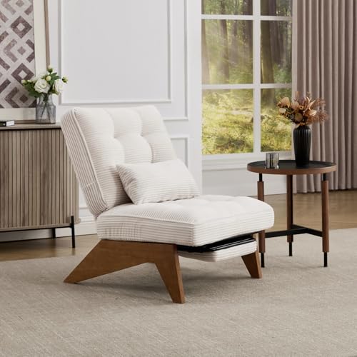 Sweiko Fauteuil Moderne en Tissu avec Dossier Réglable,Repose-Pieds,Soutien Lombaire et Pieds en...