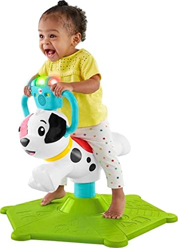 Fisher-Price Toddler Ride-On Learning Toy, Bounce And Spin Puppy, Stationary Musical Bouncer For Babies And Toddlers, Large