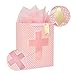 Loveinside Pink Gift Bag with Cross Design, Tissue Paper for Baby Girl Baptisms, Christenings, First Communions Religious Occasion- 10