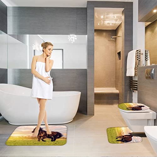 Badematten Set 3D 40x60 Pferd absorbierend 3-teiliges Badezimmerteppich-Set maschinenwaschbare weich badteppich schnell… – Bild 6