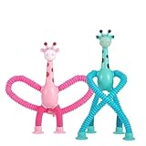 KIT de 2 Pop Tube Girafas Mágicas Flexíveis – Brinquedo Infantil que Estimula Criatividade, Psicomotricidade, Concentração e Diversão - Ideal para Crianças (Rosa-Azul)