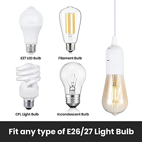 Bonlux E27 Plug in Pendant Light Cord Durable Hanging Lamp White Fitting Kit, 1.8 m Gold Fabric Cable Wire with On-Off Switch UK Plug, Extension Lamp Holder Lantern Light Ceiling Lighting Fitting