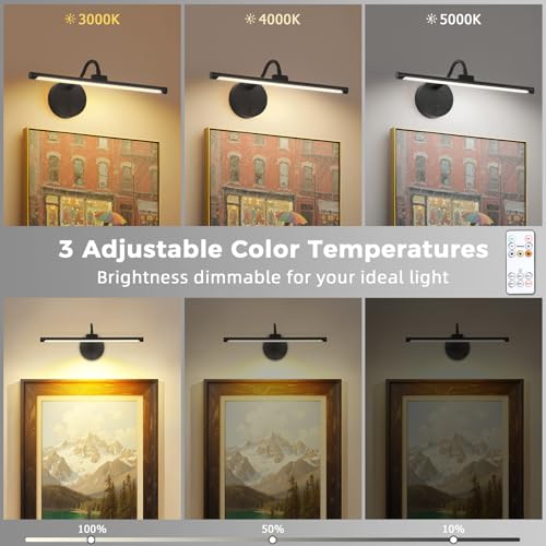 7Degobii Wireless Picture Light 13.5 inch for Gallery Walls 2 Set– Easy-Install, Battery-Powered Frame Light for Paintings, Portraits, and Home Decor Black — view 4