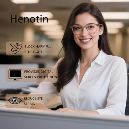 Image of Henotin 3-Pack Blue Light Blocking Reading Glasses,Spring Hinge Computer Readers for Men Women,Anti UV Ray Filter Eyeglasses (Mixed Color-3, 4.00, Diopters)